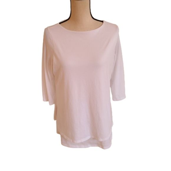 J. Jill Tops J Jill Womans Pure Jill White Boat Neck Layered Tunic